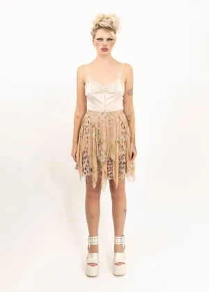 Silk floral/ leopard print tendril skirt