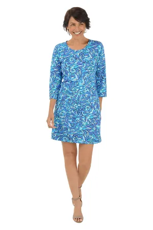 Silver Blue Roses UPF50  Travel Dress