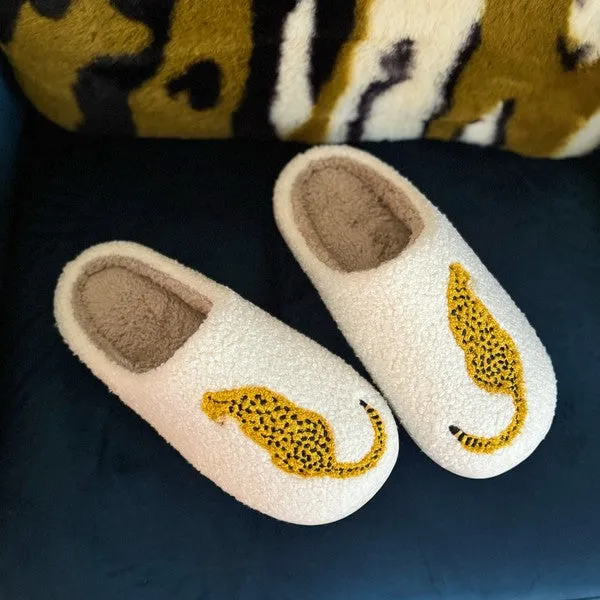 Sitting So Cool Cheetah Lounge Slippers – Cozy Animal Print House Shoes