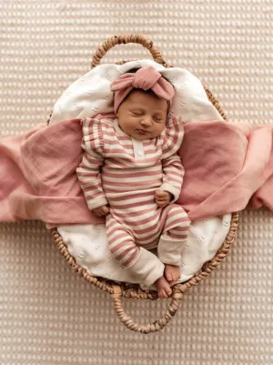 Snuggle Hunny Organic Ribbed Growsuit - Rose Stripe