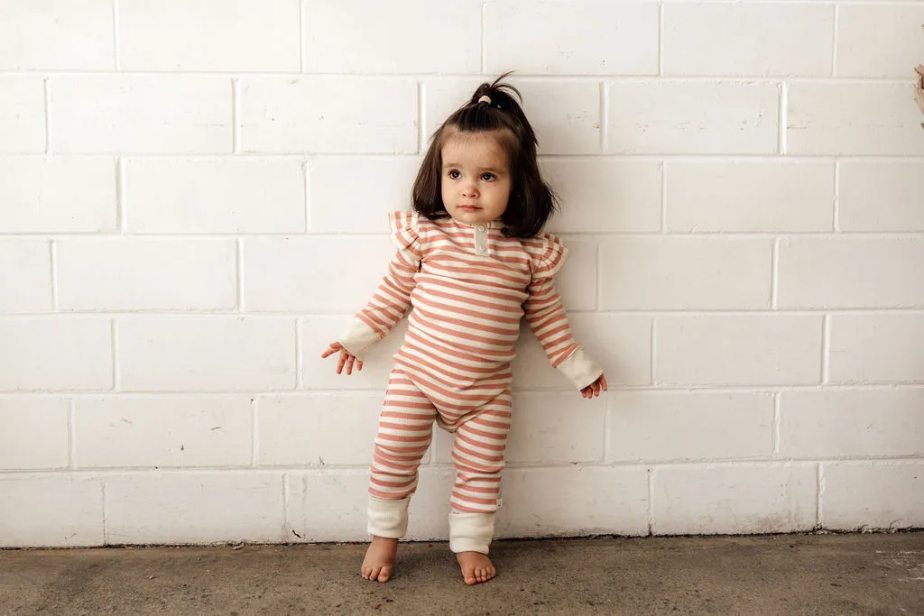 Snuggle Hunny Organic Ribbed Growsuit - Rose Stripe