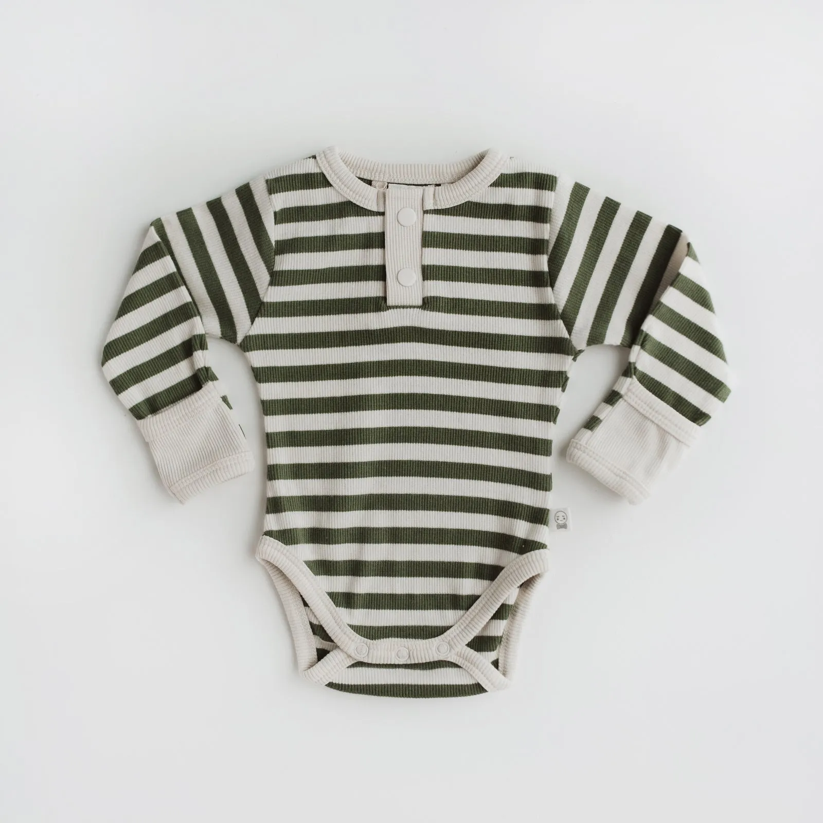 Snuggle Hunny Organic Ribbed Long Sleeve Bodysuit - Olive Stripe