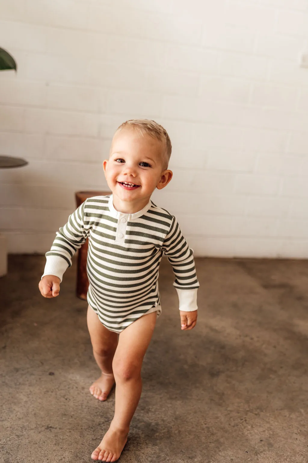 Snuggle Hunny Organic Ribbed Long Sleeve Bodysuit - Olive Stripe