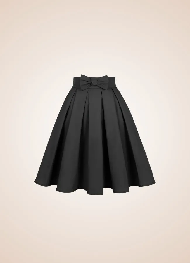 Solid Color Ribbon Mini Skirt