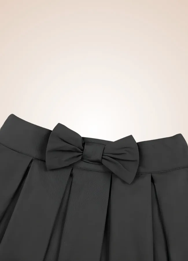 Solid Color Ribbon Mini Skirt