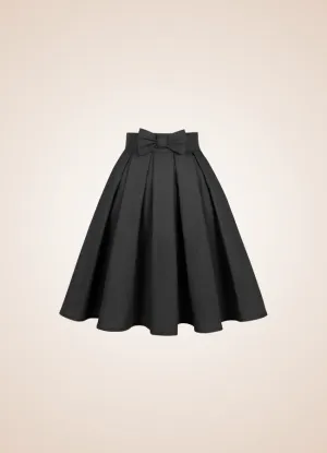 Solid Color Ribbon Mini Skirt