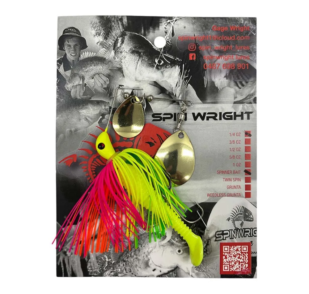Spin Wright 3/8oz Spinnerbaits Double Colorado with 3" Paddle Tail