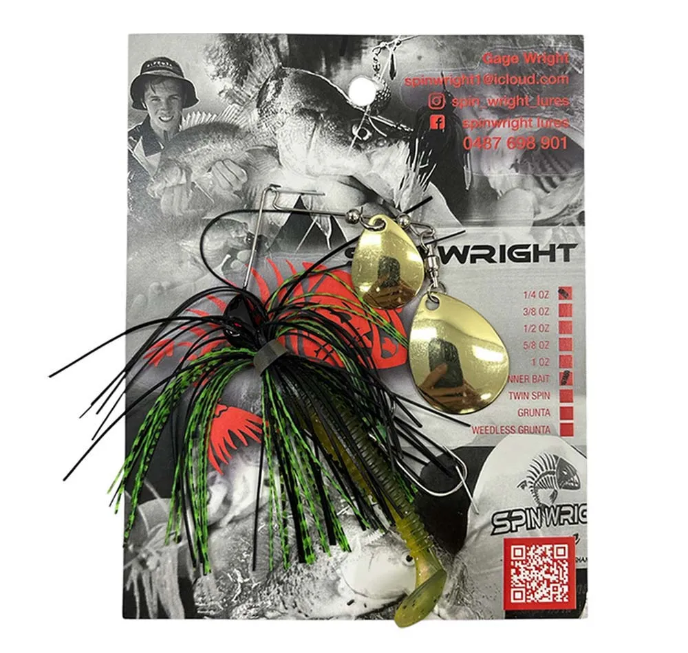Spin Wright 3/8oz Spinnerbaits Double Colorado with 3" Paddle Tail