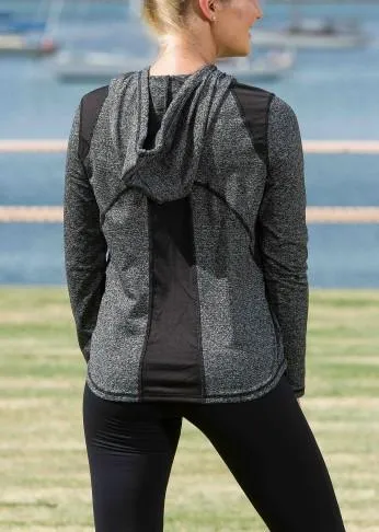Spliced Womens Hoodie - Grey Marl
