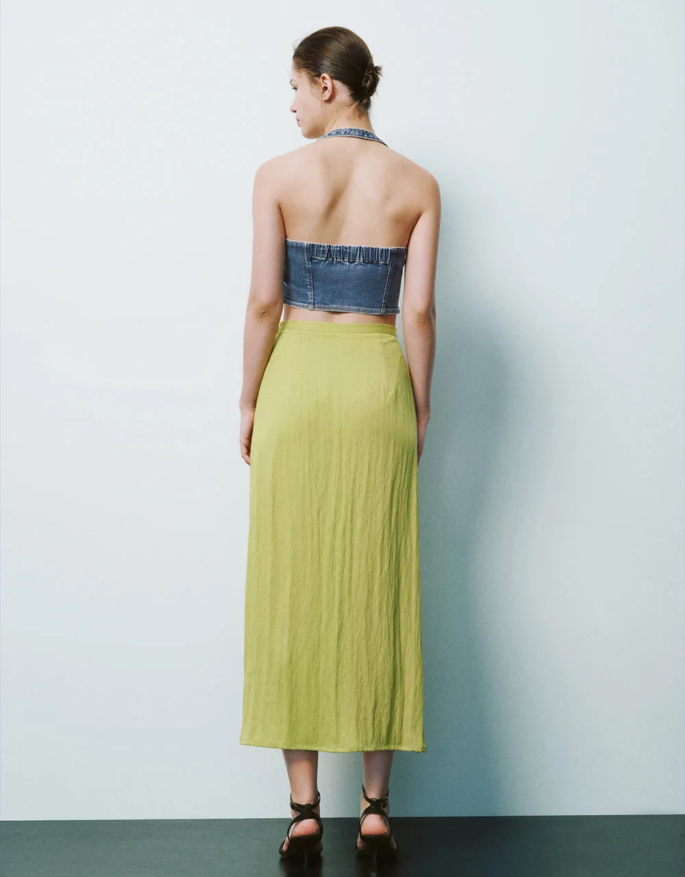 Split Hem Midi A-Line Skirt