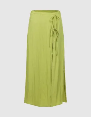 Split Hem Midi A-Line Skirt