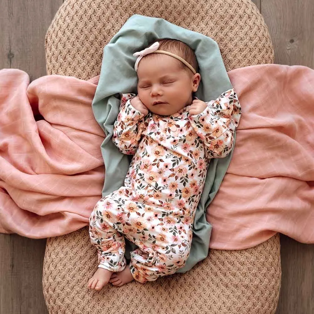 SPRING FLORAL ORGANIC GROWSUIT 0-3MTHS