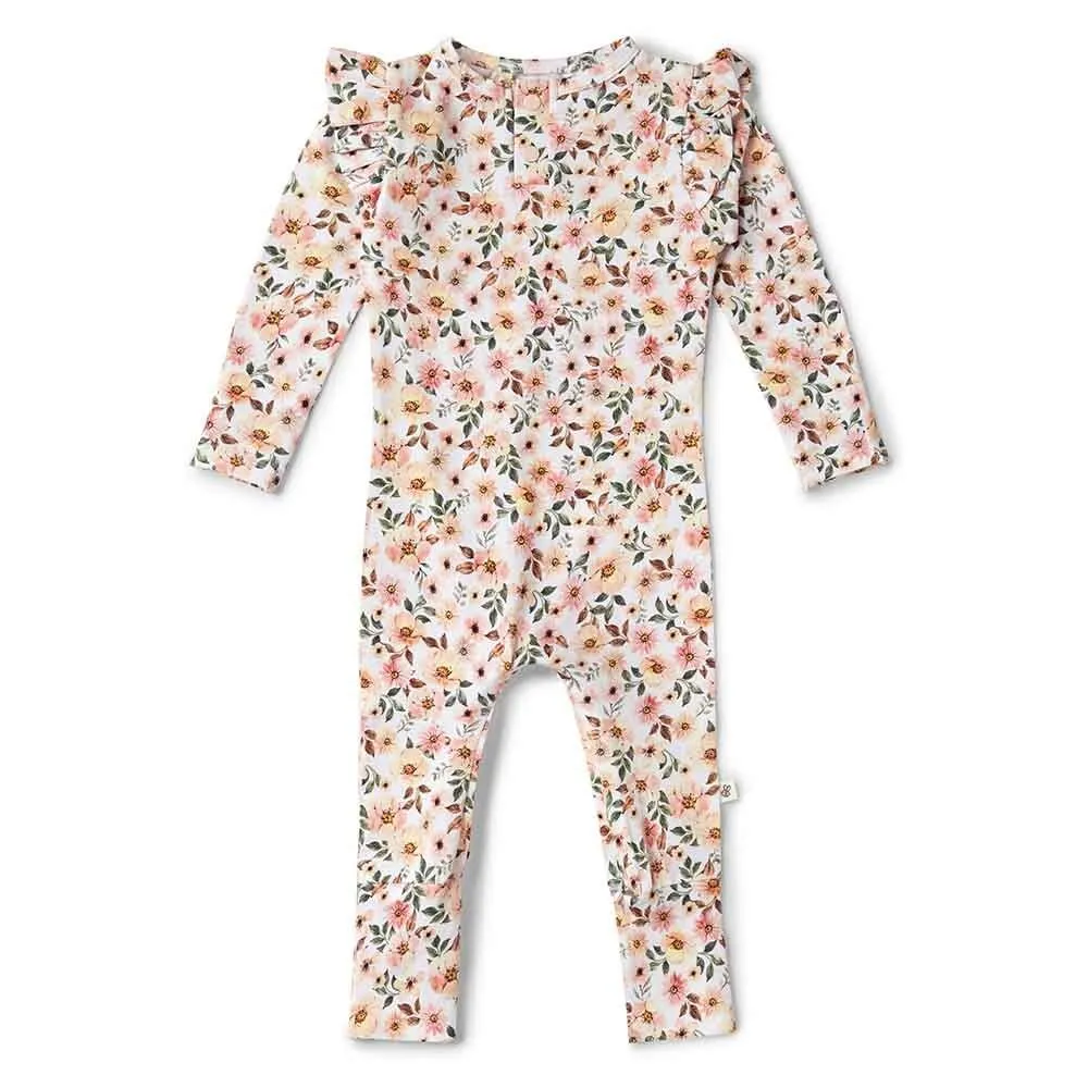 SPRING FLORAL ORGANIC GROWSUIT 0-3MTHS