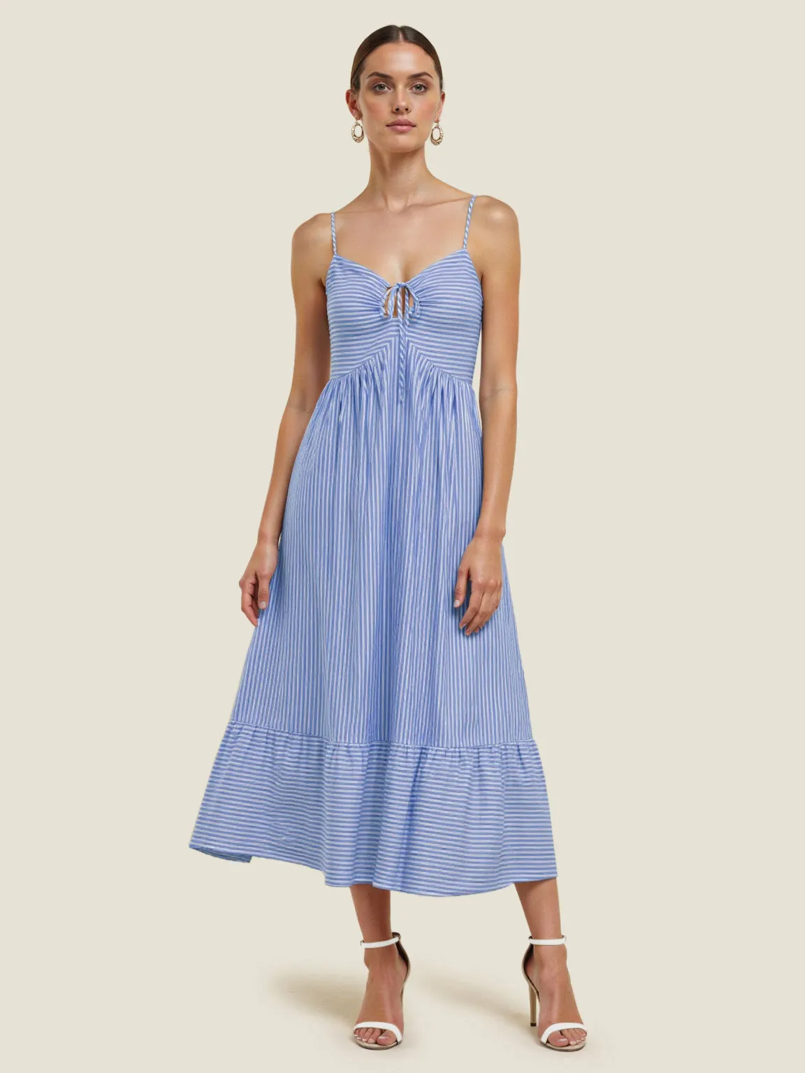 Striped Bowtie Midi Sun Dress
