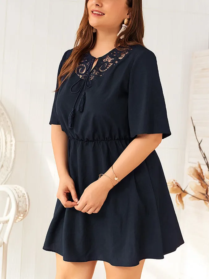 Summer Solid Color Cutout Plus Size Dress