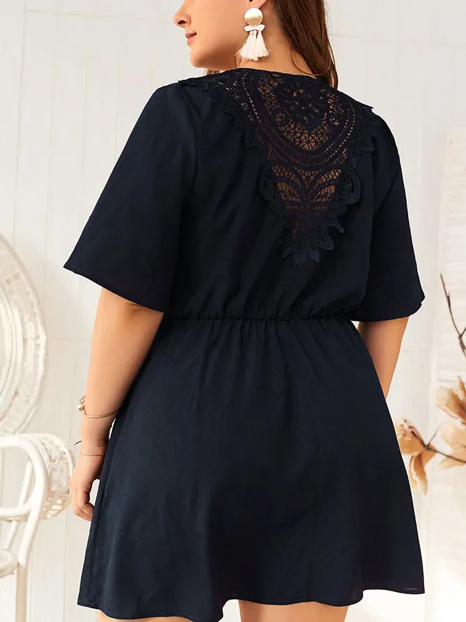 Summer Solid Color Cutout Plus Size Dress