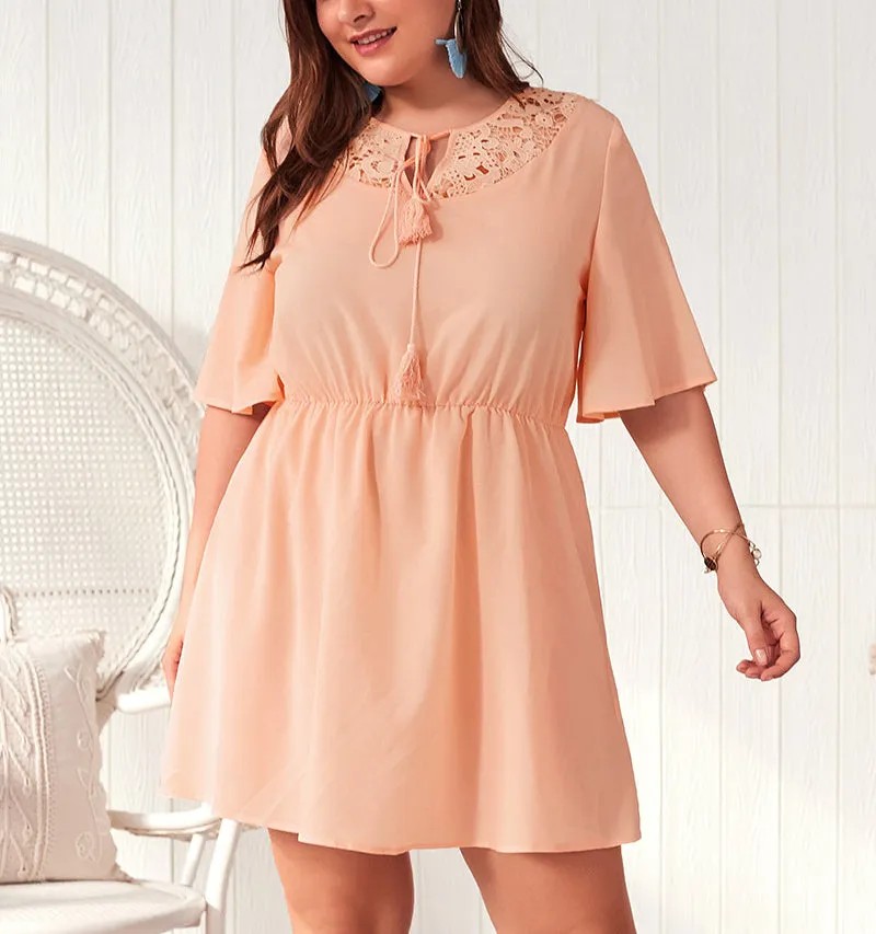 Summer Solid Color Cutout Plus Size Dress