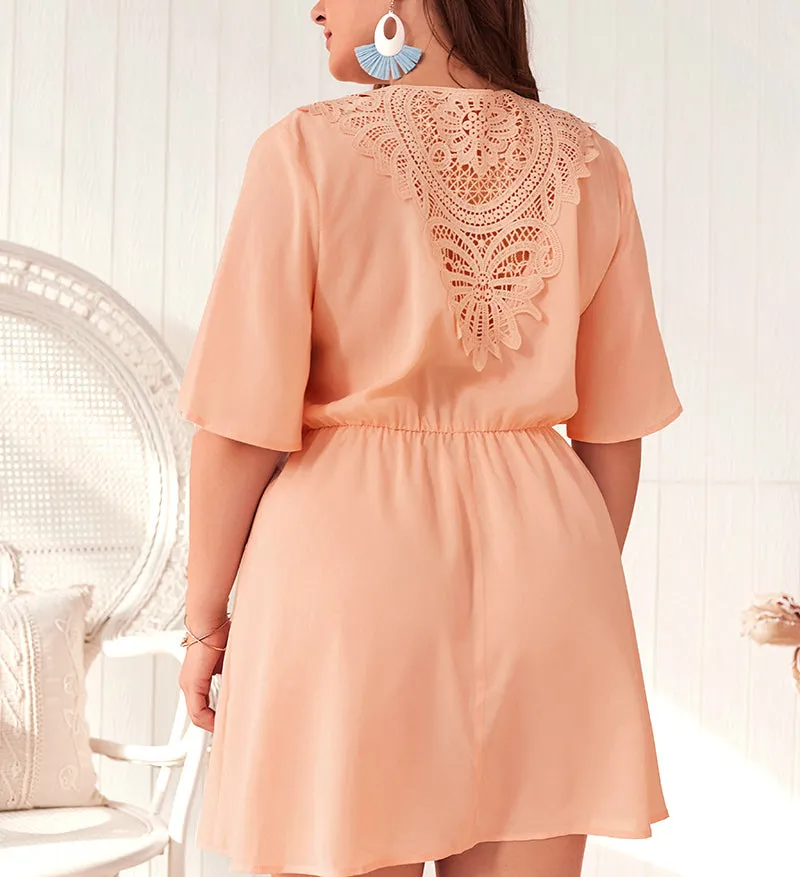 Summer Solid Color Cutout Plus Size Dress
