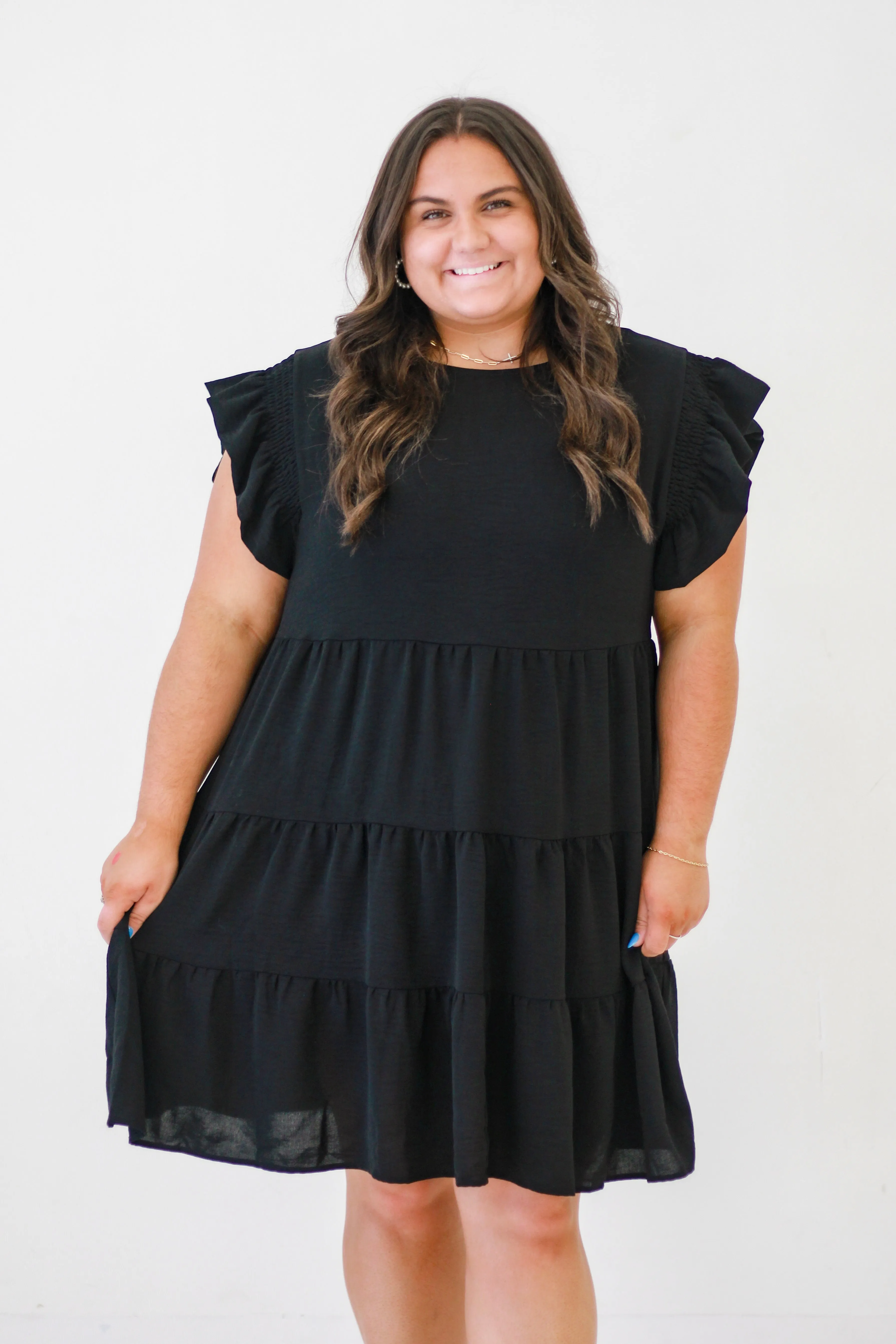 Sun-kissed Serenade Woven Dress in Black