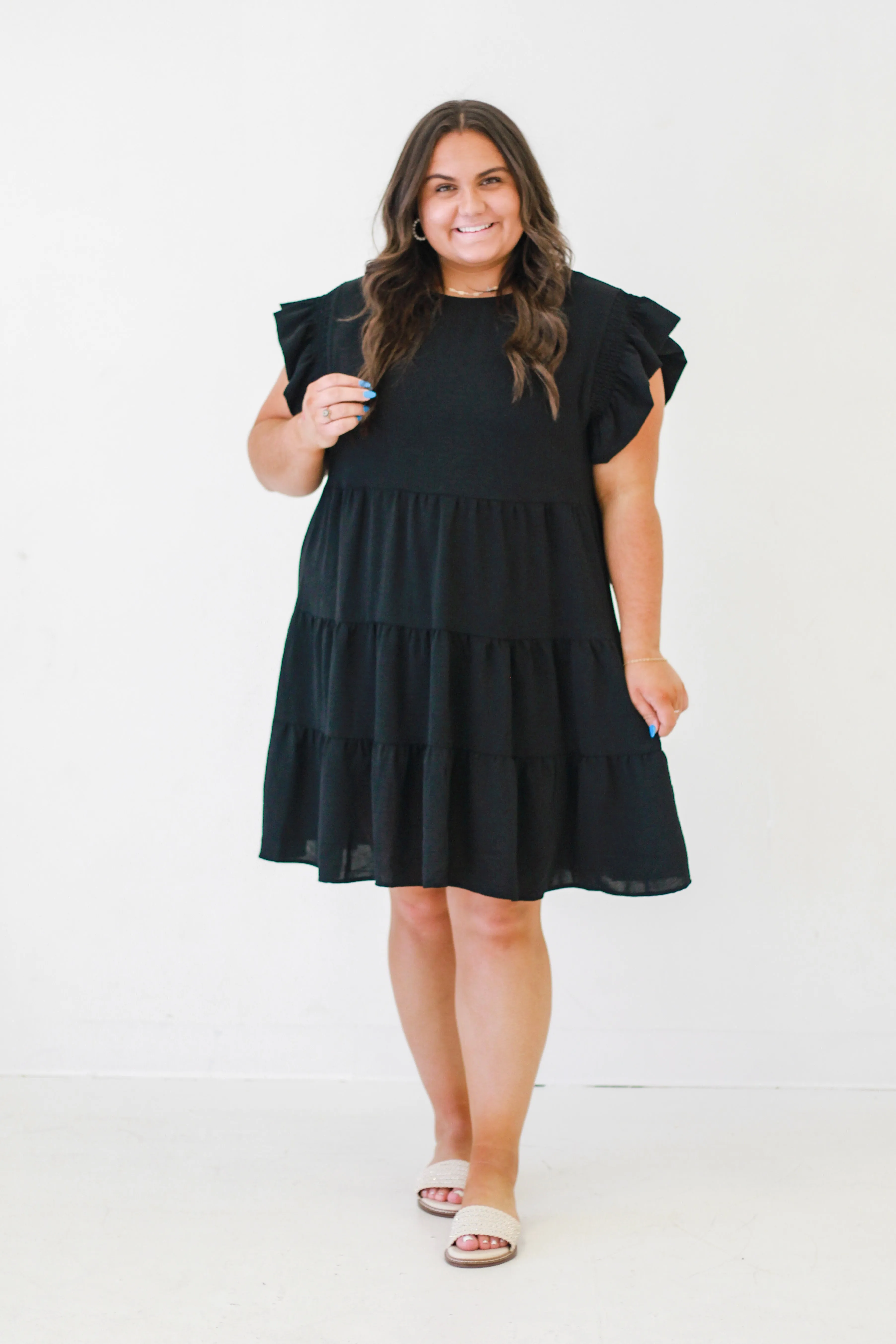 Sun-kissed Serenade Woven Dress in Black