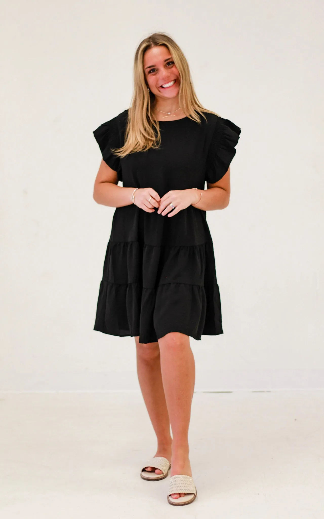 Sun-kissed Serenade Woven Dress in Black