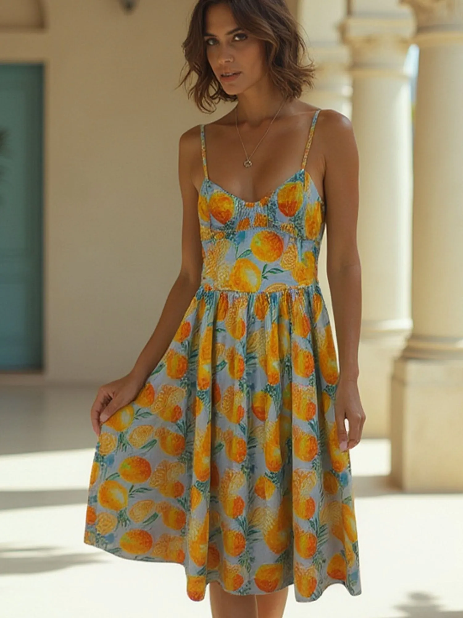 Sweetheart Citrus Midi Sun Dress