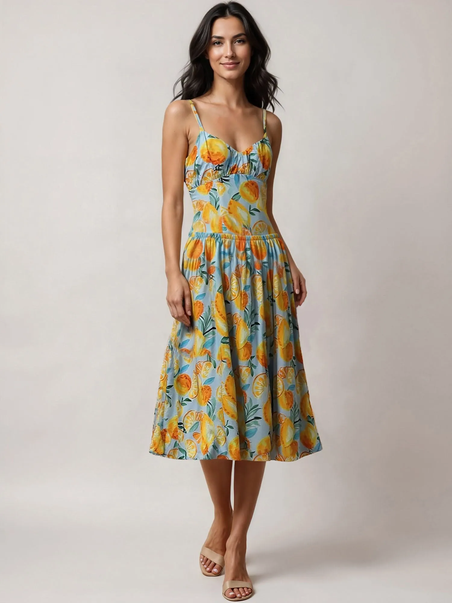 Sweetheart Citrus Midi Sun Dress