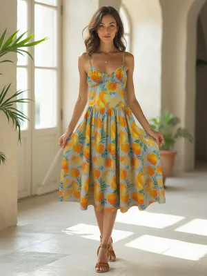 Sweetheart Citrus Midi Sun Dress