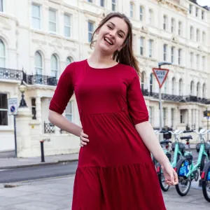 The Midi Breastfeeding Dress - Burgundy
