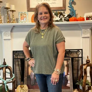 The Softest Corded Top - Green