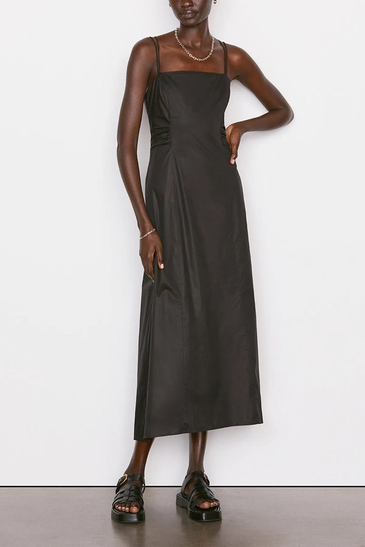Tie Back Midi Dress in Noir
