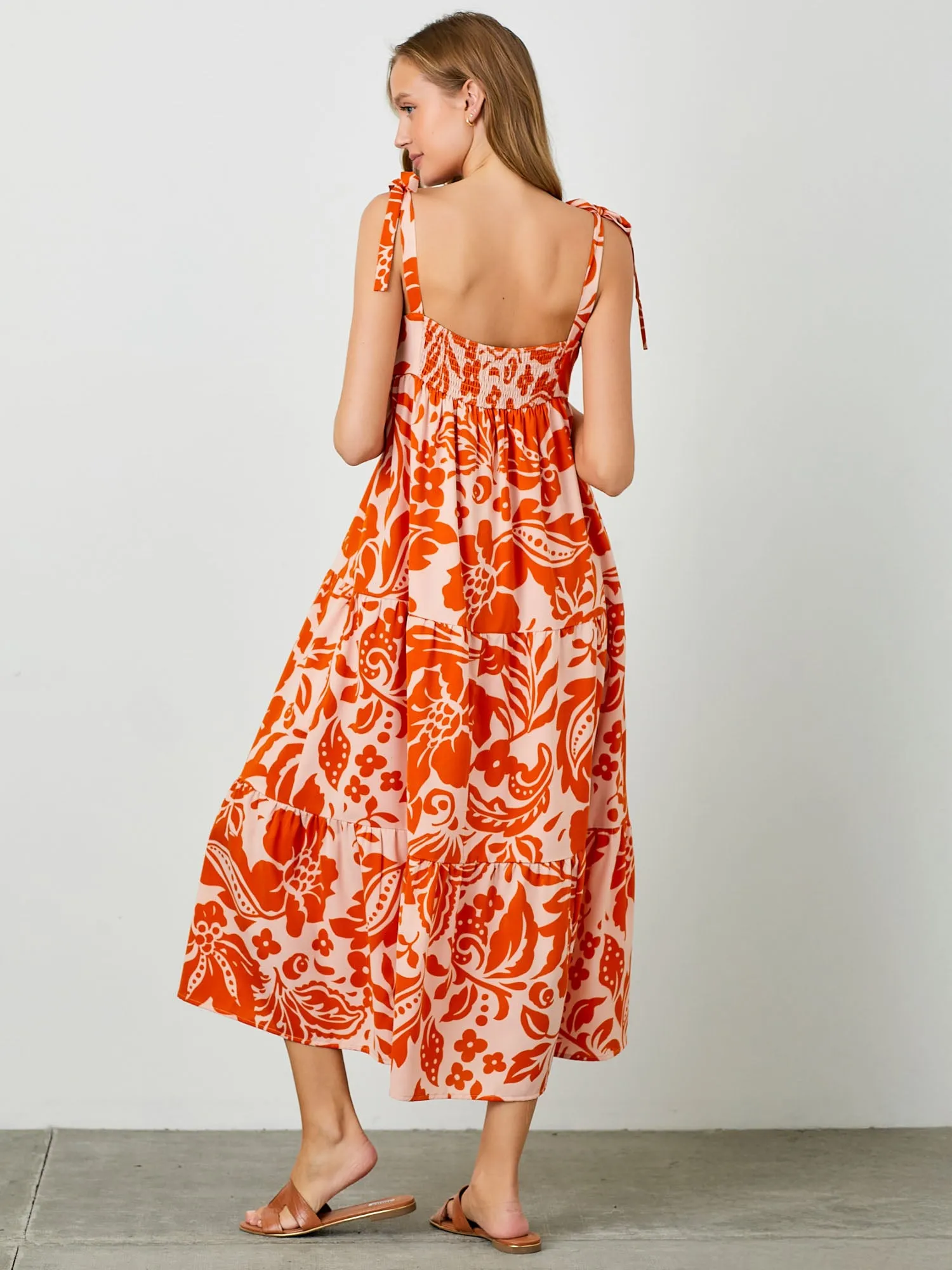 Tie Strap Floral Maxi Sun Dress