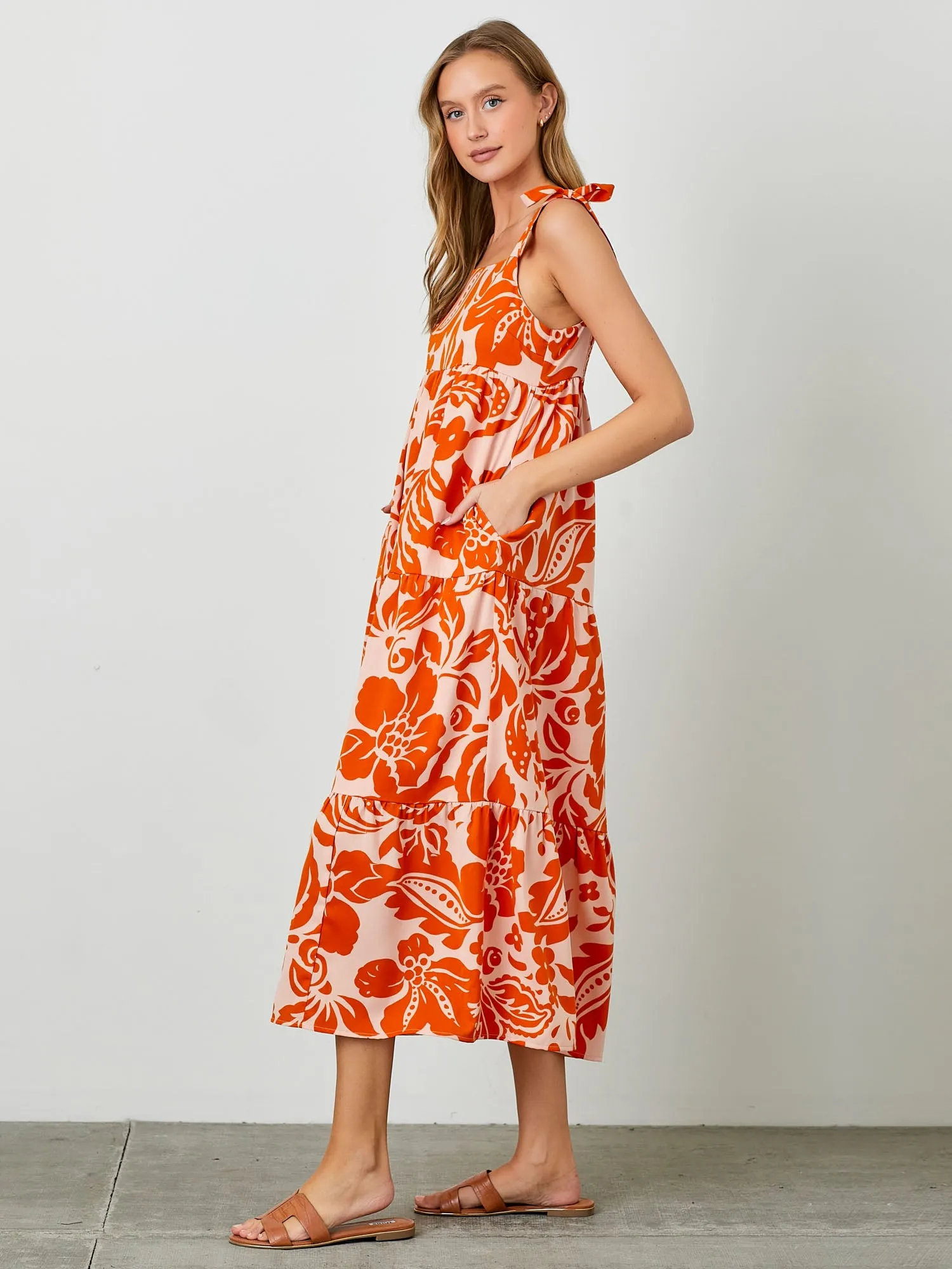Tie Strap Floral Maxi Sun Dress