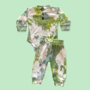 Toddler Green Tie Dye Onesie Jogger Set