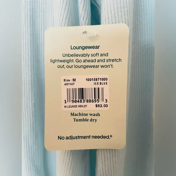 Tommy John lounge Henley (Updated sizes)