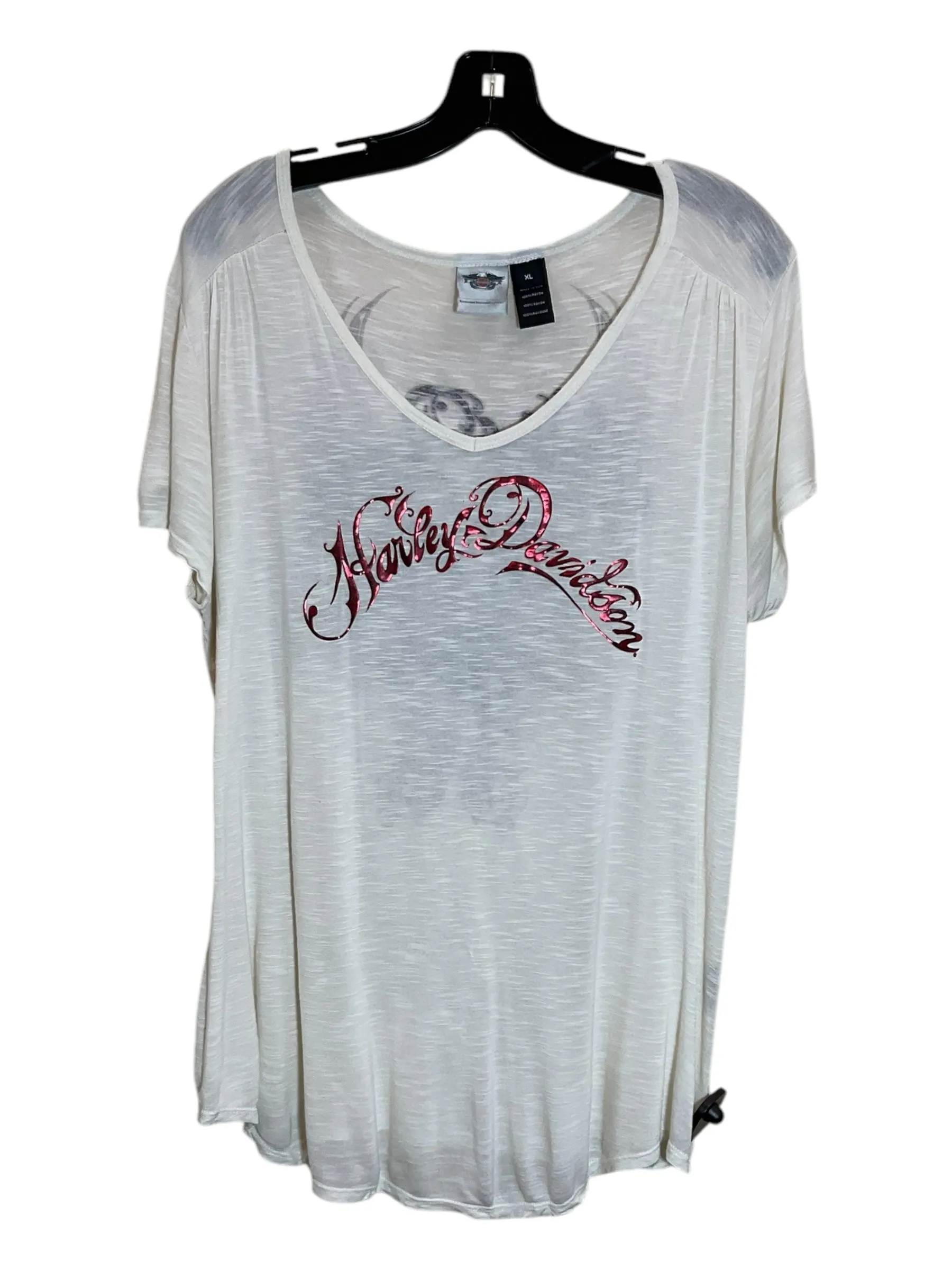 Top Short Sleeve By Harley Davidson In Cream, Size: Xl