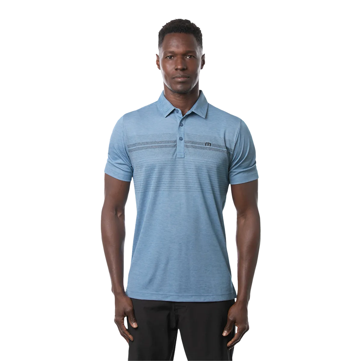 TRAVIS MATHEW MENS UNPRECEDENTED POLO - HEATHER BLUE