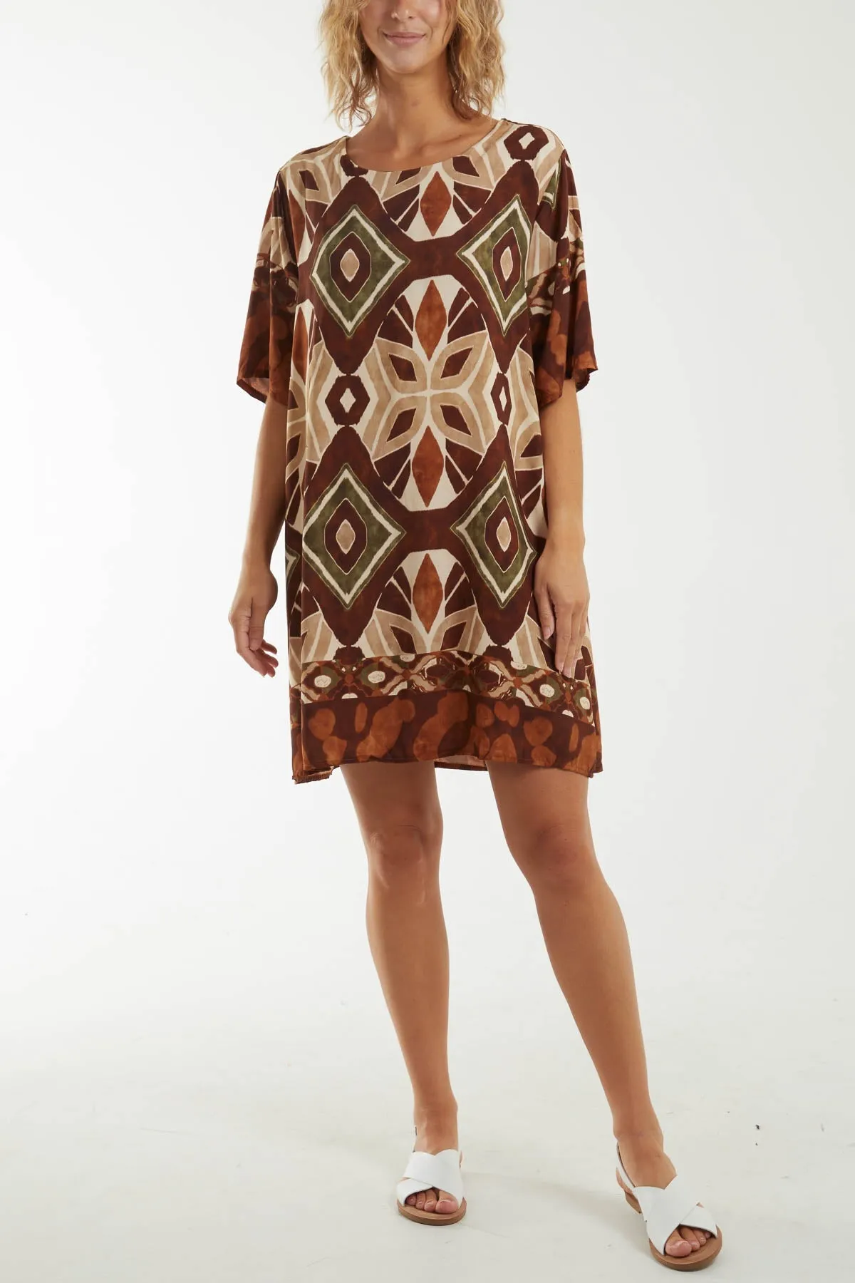 Tribal Short Sleeve Mini Dress