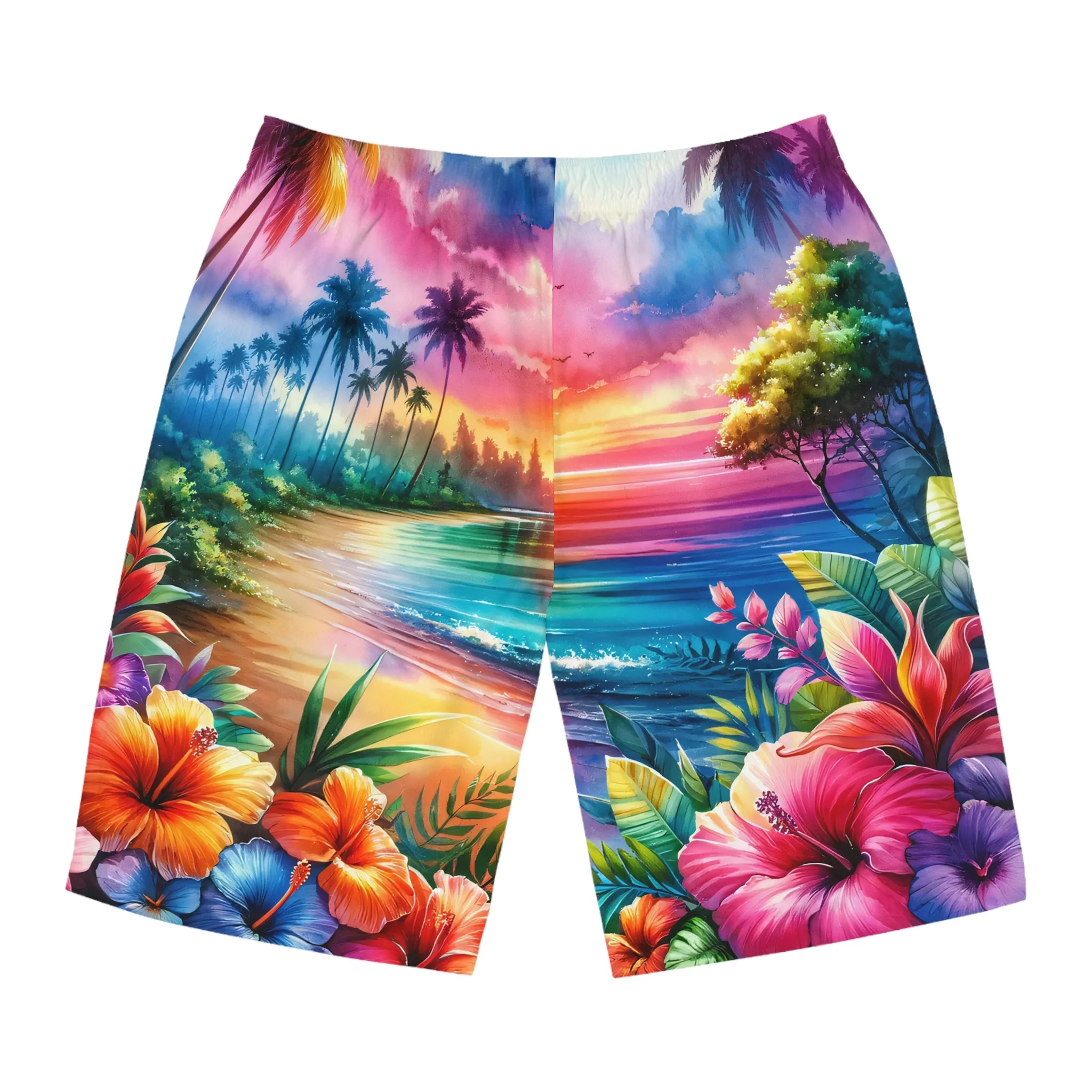 Tropical Paradise Men's Board Shorts - Vibrant Floral Beachwear