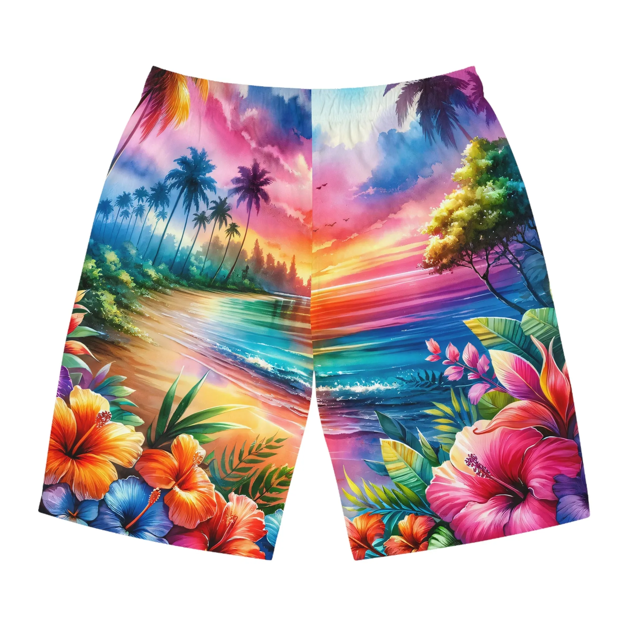 Tropical Paradise Men's Board Shorts - Vibrant Floral Beachwear