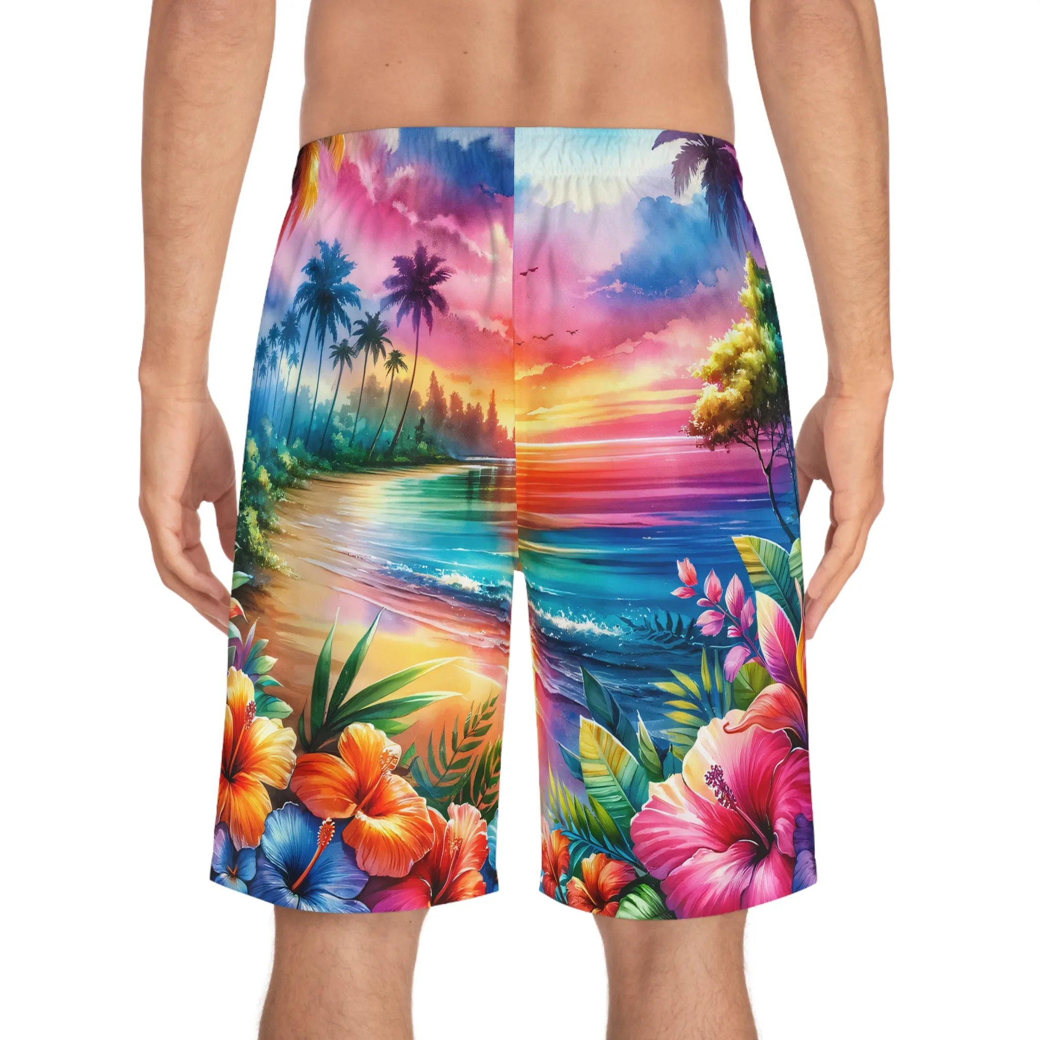 Tropical Paradise Men's Board Shorts - Vibrant Floral Beachwear