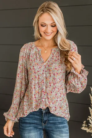 Trust The Process Floral Blouse- Sage & Pink