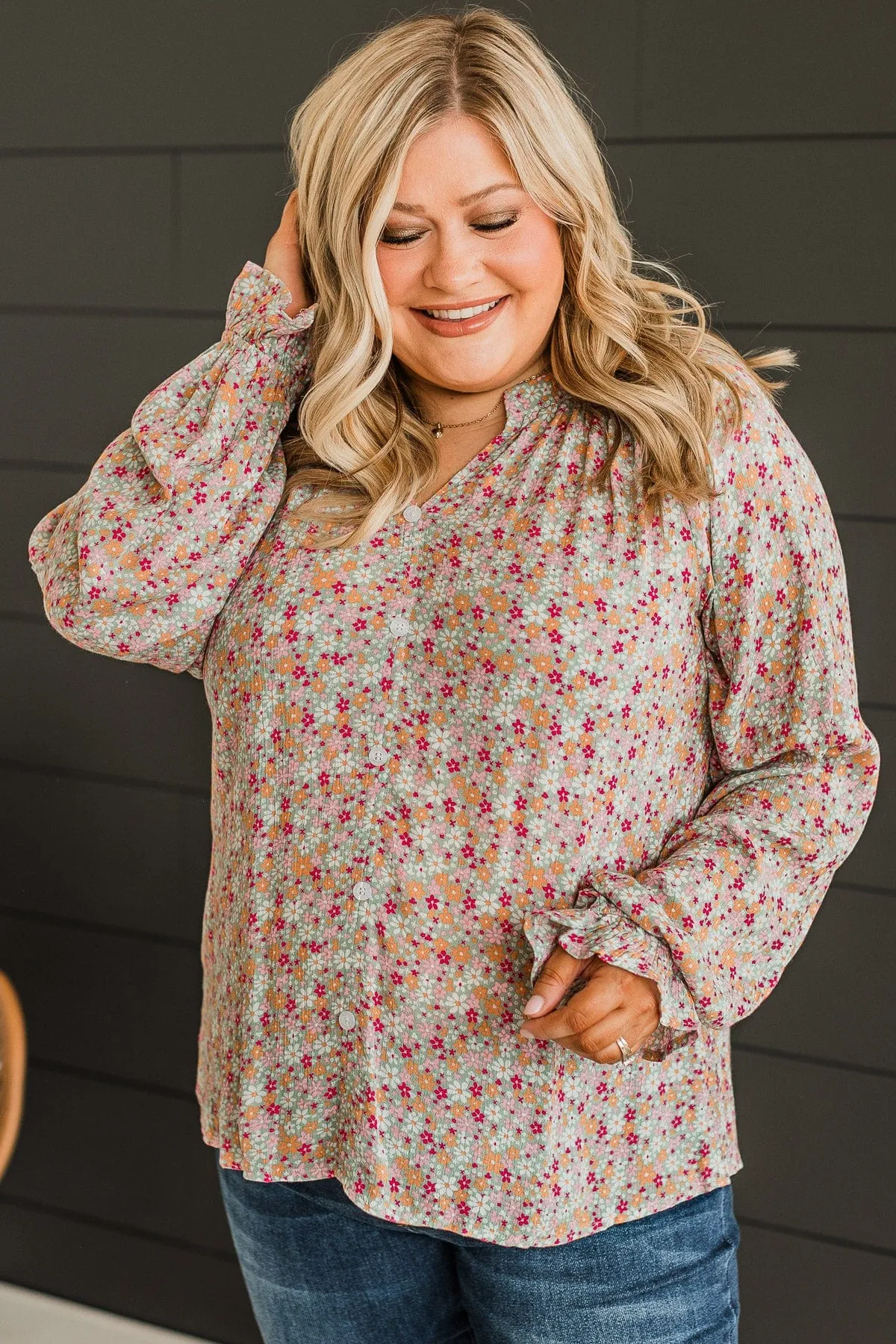 Trust The Process Floral Blouse- Sage & Pink