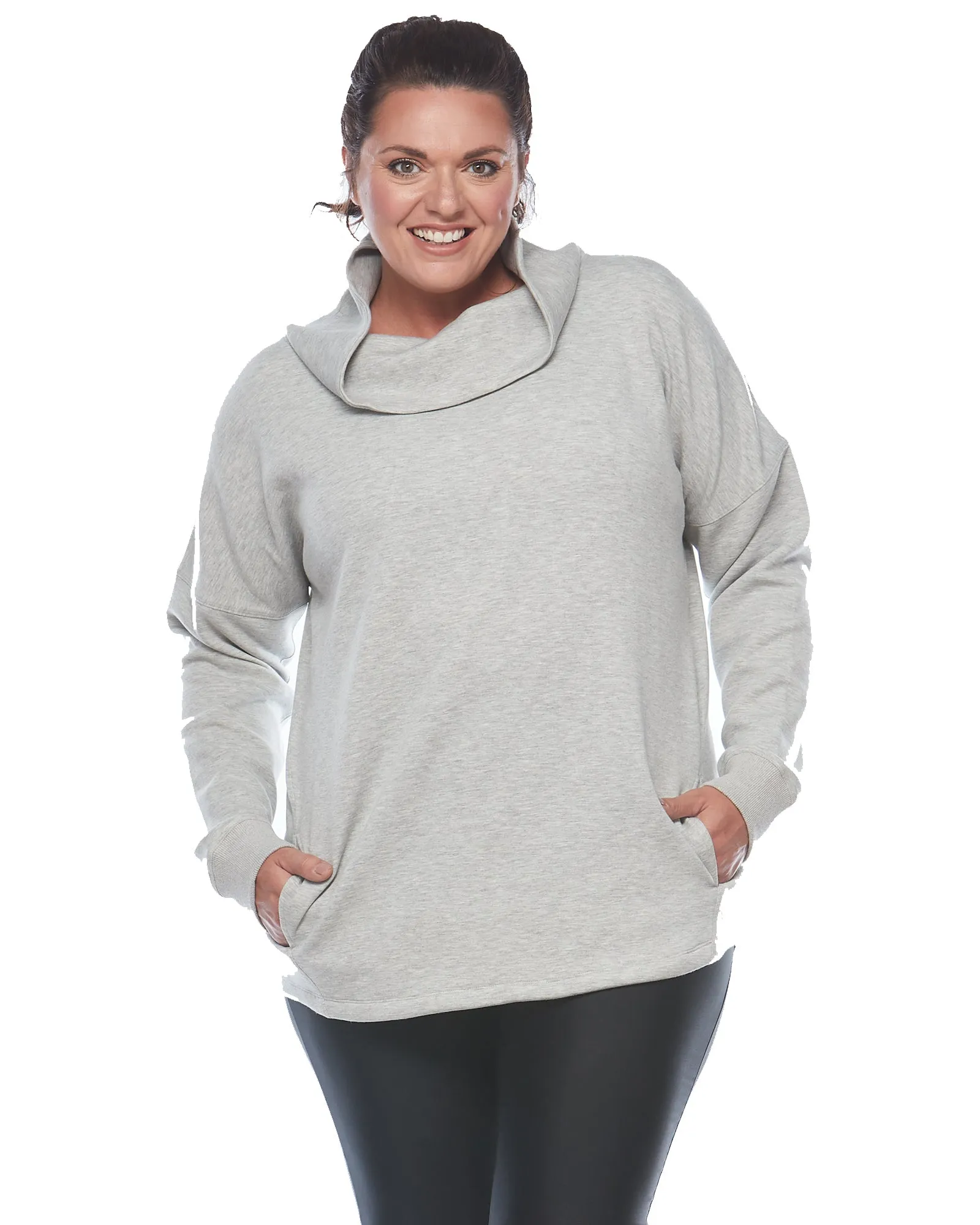Turtle Neck Sweat Top - Grey