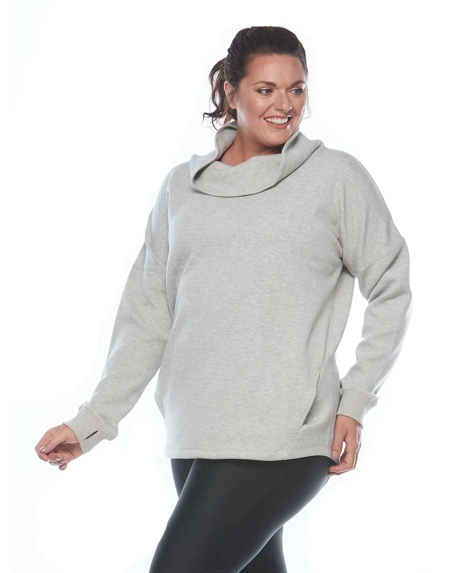 Turtle Neck Sweat Top - Grey