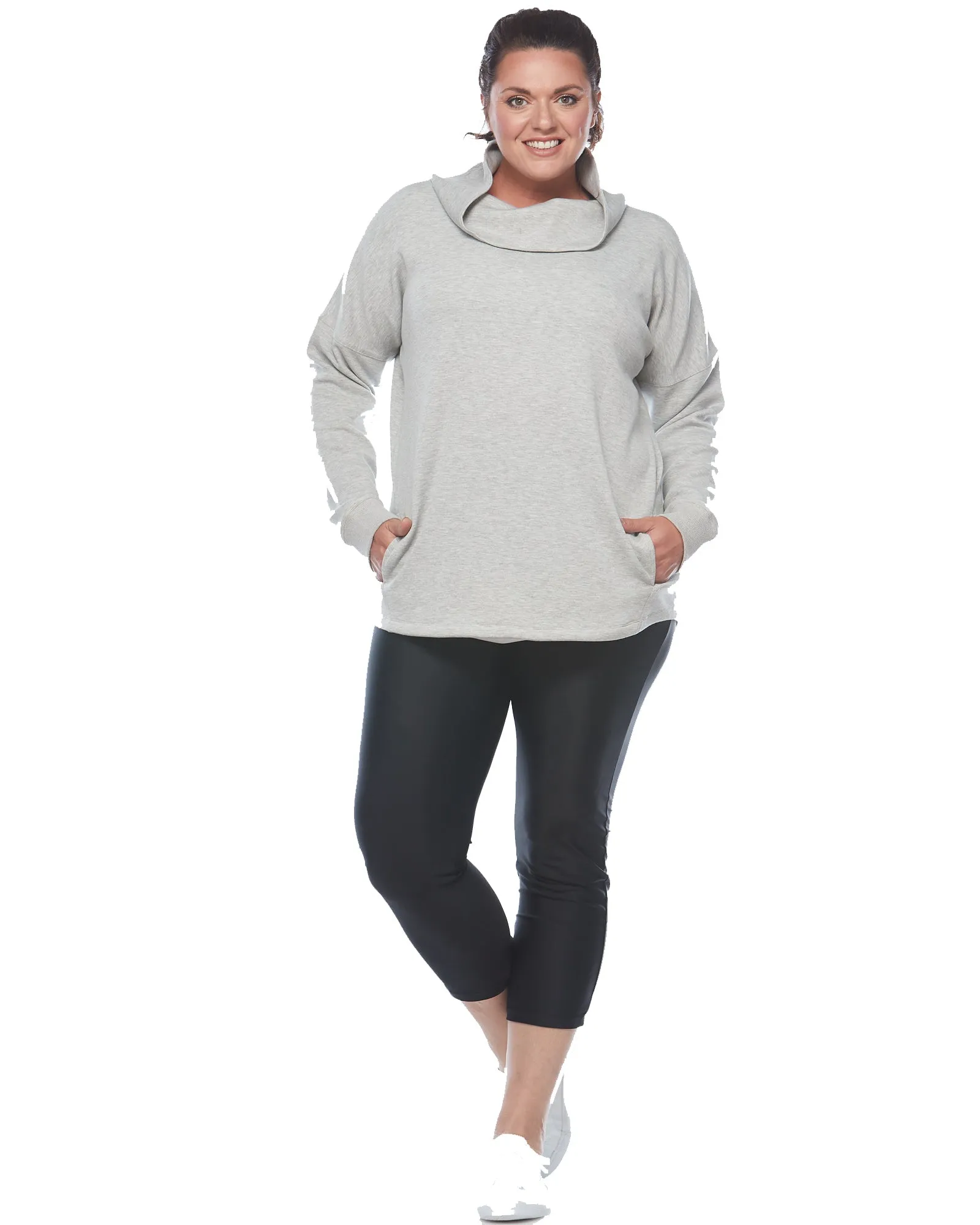 Turtle Neck Sweat Top - Grey