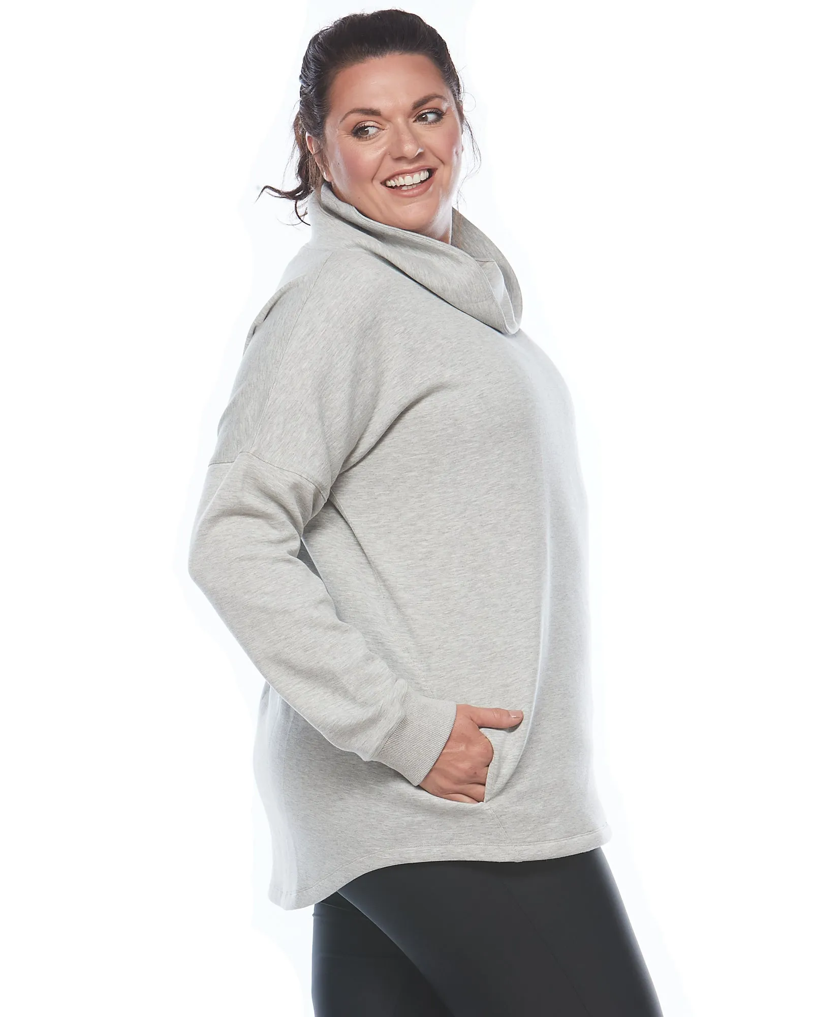 Turtle Neck Sweat Top - Grey