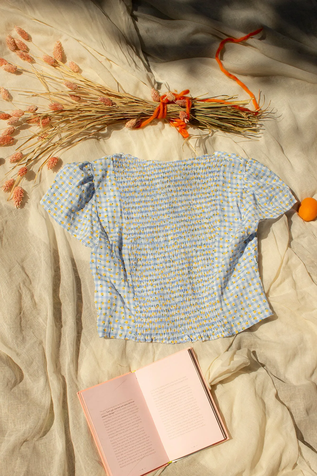 Twist Front Gingham Floral Top