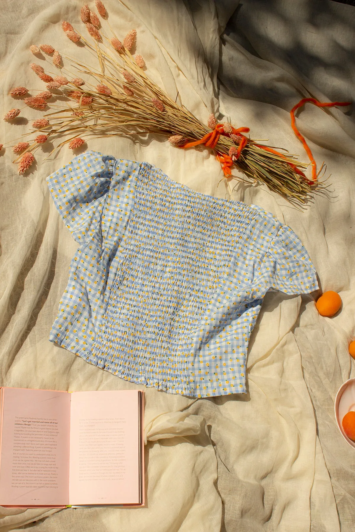 Twist Front Gingham Floral Top
