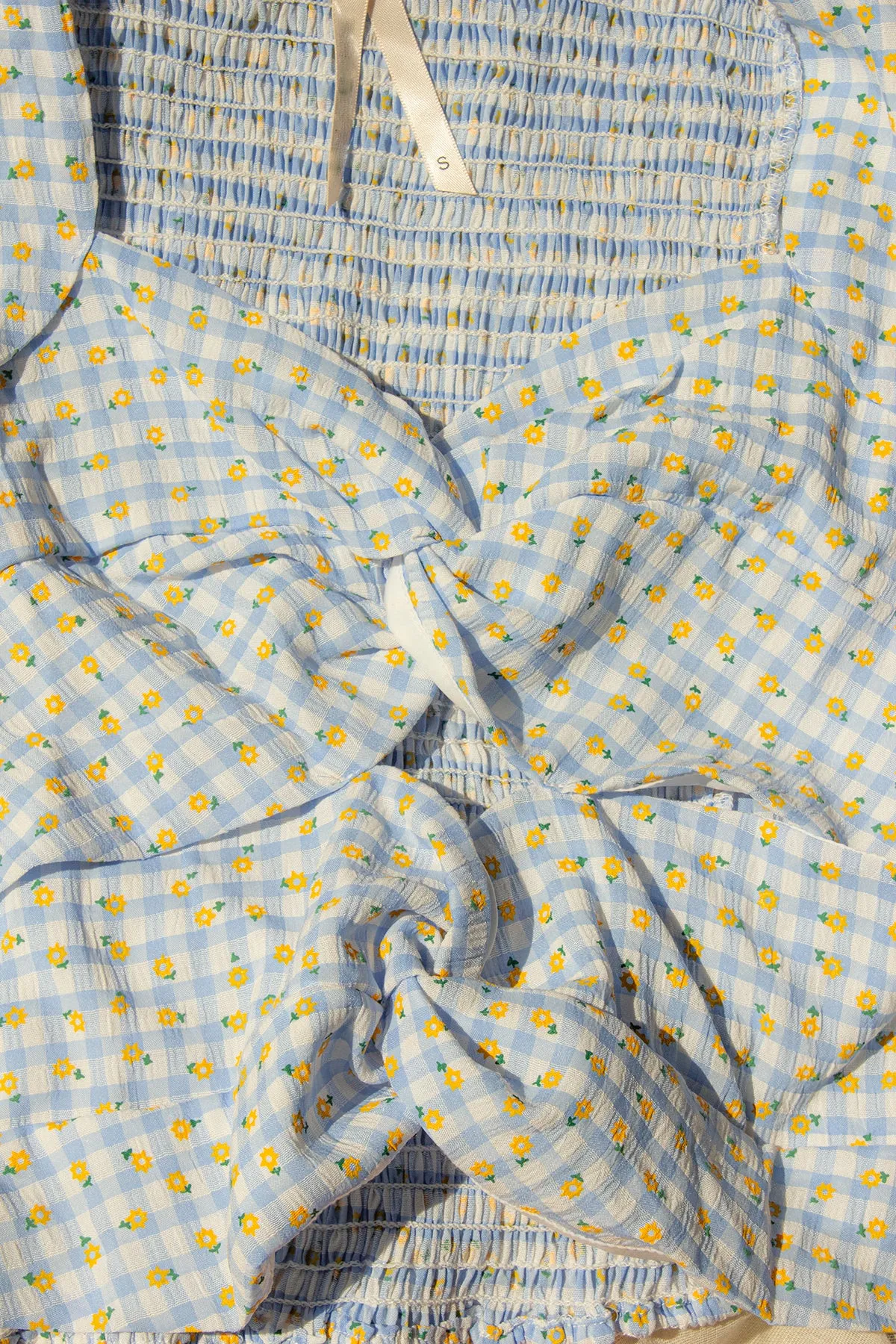 Twist Front Gingham Floral Top